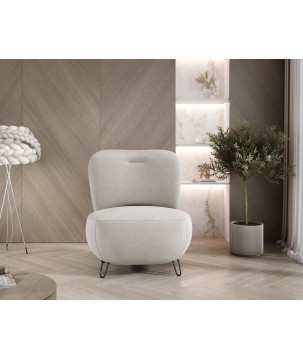 Fotel LUIS skandynawski wolnostojący na metalowych nogach w tkaninie CLOUD 03