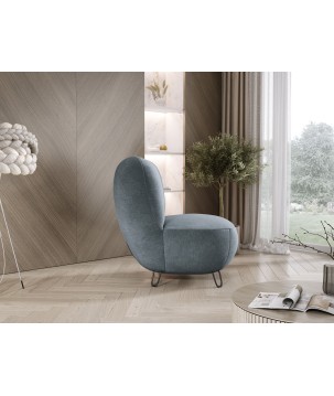 Fotel LUIS skandynawski wolnostojący na metalowych nogach w tkaninie CLOUD 84