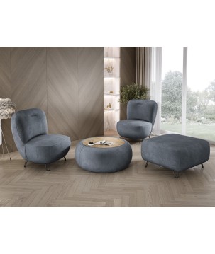 Fotel LUIS skandynawski wolnostojący na metalowych nogach w tkaninie CLOUD 97