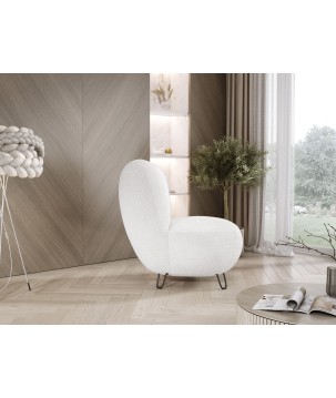 Fotel LUIS skandynawski wolnostojący na metalowych nogach w tkaninie NOW OR NEVER 01