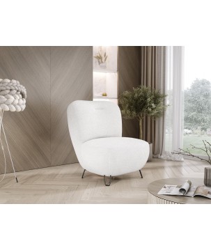 Fotel LUIS skandynawski wolnostojący na metalowych nogach w tkaninie NOW OR NEVER 01