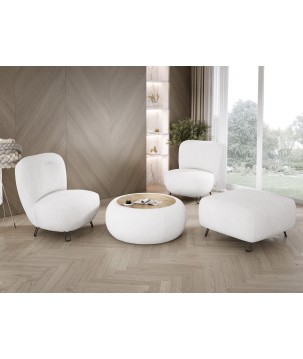 Fotel LUIS skandynawski wolnostojący na metalowych nogach w tkaninie NOW OR NEVER 01