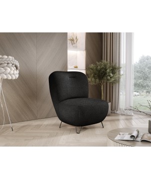 Fotel LUIS skandynawski wolnostojący na metalowych nogach w tkaninie NOW OR NEVER 83