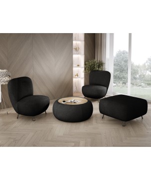 Fotel LUIS skandynawski wolnostojący na metalowych nogach w tkaninie NOW OR NEVER 83