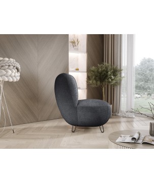 Fotel LUIS skandynawski wolnostojący na metalowych nogach w tkaninie NOW OR NEVER 100