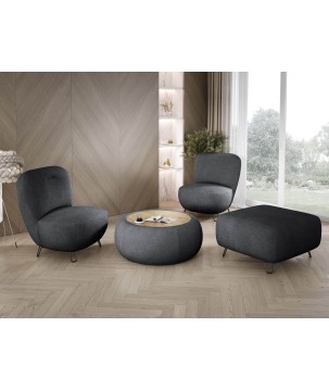 Fotel LUIS skandynawski wolnostojący na metalowych nogach w tkaninie NOW OR NEVER 100