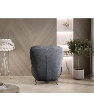 Fotel LUIS skandynawski wolnostojący na metalowych nogach w tkaninie NOW OR NEVER 100