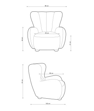 Fotel CIRO z szerokim siedziskiem i drewnianymi nogami w tkaninie ROLF 04