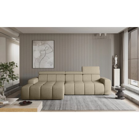 Narożnik ENZO S układ L z elektryczną regulacją siedziska Lewostronny z funkcją spania w ktaninie SORELLA 05 WERSAL