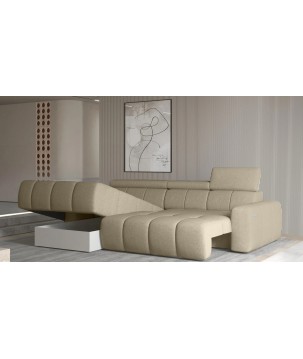 Narożnik ENZO S układ L z elektryczną regulacją siedziska Lewostronny z funkcją spania w ktaninie SORELLA 05 WERSAL