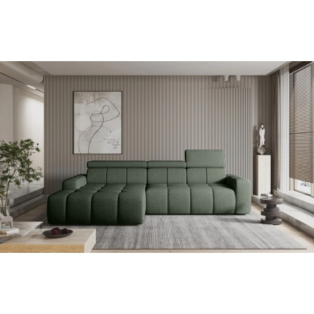 Narożnik ENZO S układ L z elektryczną regulacją siedziska Lewostronny z funkcją spania w ktaninie SORELLA 34 WERSAL