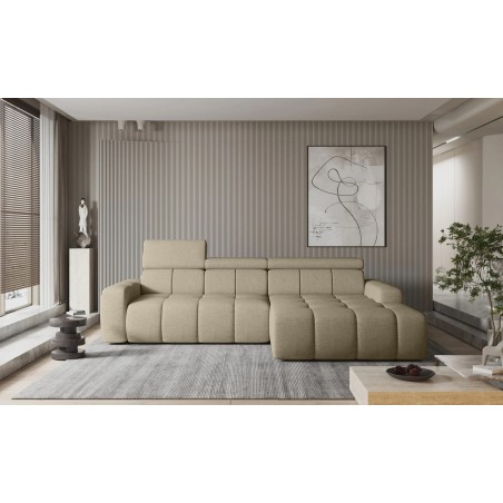 Narożnik ENZO S układ L z elektryczną regulacją siedziska Prawostronny z funkcją spania w ktaninie SORELLA 05 WERSAL