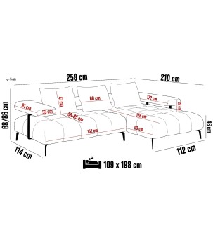 Narożnik MAGNETIC L układ L Prawostronny elektryczna regulacja siedziska tkanina KANSAS WERSAL