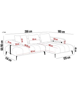 Narożnik MAGNETIC S układ L Prawostronny elektryczna regulacja siedziska tkanina KANSAS WERSAL