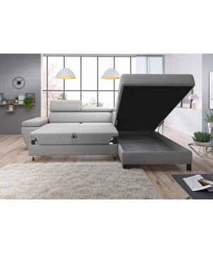 Narożnik MOLINA L układ L Prawostronny z funkcją spania w tkaninie CLOUD WERSAL