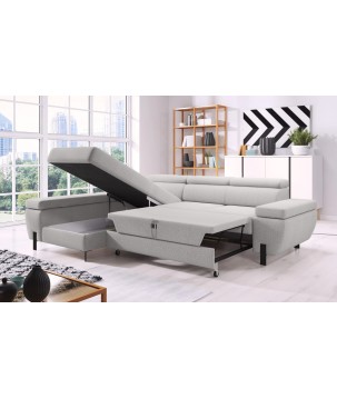 Narożnik MOLINA L układ L Lewostronny z funkcją spania w tkaninie CLOUD WERSAL