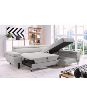 Narożnik MOLINA L układ L Prawostronny z funkcją spania w tkaninie CLOUD WERSAL