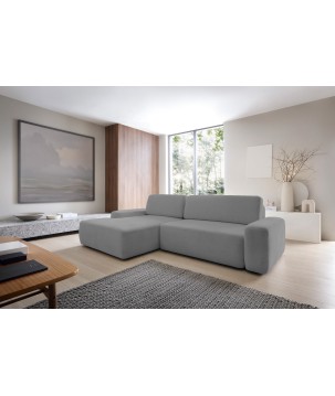 Narożnik BOULI Lewostronny z Elektryczną Regulacją wolnostojący tkanina Raven 10 Szary DOMO HOME