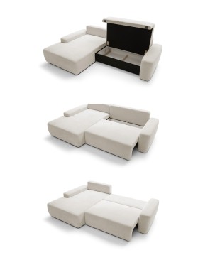 Narożnik BOULI Lewostronny z Elektryczną Regulacją wolnostojący tkanina Raven 28 Beżowy DOMO HOME