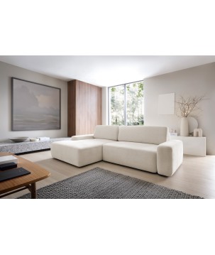 Narożnik BOULI Lewostronny z Elektryczną Regulacją wolnostojący tkanina Raven 28 Beżowy DOMO HOME