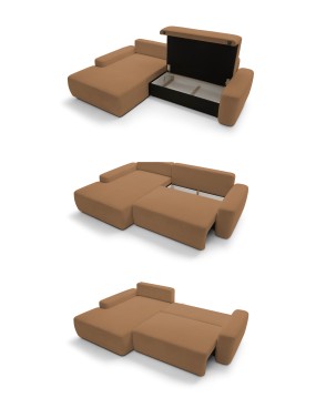 Narożnik BOULI Lewostronny z Elektryczną Regulacją wolnostojący tkanina Raven 44 Pomarańczowy DOMO HOME