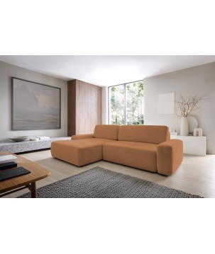 Narożnik BOULI Lewostronny z Elektryczną Regulacją wolnostojący tkanina Raven 44 Pomarańczowy DOMO HOME