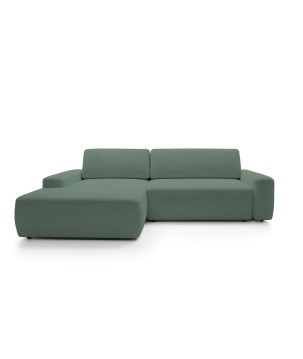 Narożnik BOULI Lewostronny z Elektryczną Regulacją wolnostojący tkanina Raven 77 Zielony DOMO HOME