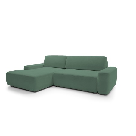 Narożnik BOULI Lewostronny z Elektryczną Regulacją wolnostojący tkanina Raven 77 Zielony DOMO HOME