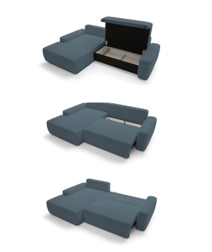 Narożnik BOULI Lewostronny z Elektryczną Regulacją wolnostojący tkanina Raven 86 Turkusowy DOMO HOME