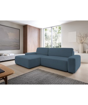 Narożnik BOULI Lewostronny z Elektryczną Regulacją wolnostojący tkanina Raven 86 Turkusowy DOMO HOME