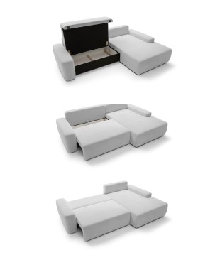 Narożnik BOULI Lewostronny z Elektryczną Regulacją wolnostojący tkanina Raven 06 Popielaty DOMO HOME