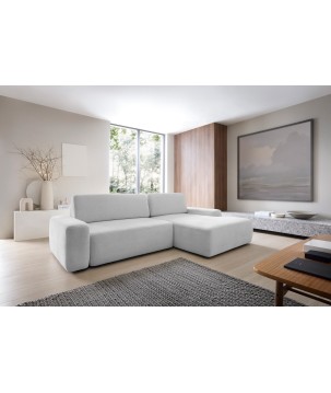 Narożnik BOULI Lewostronny z Elektryczną Regulacją wolnostojący tkanina Raven 06 Popielaty DOMO HOME