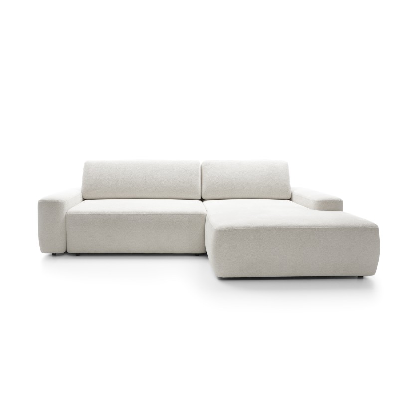 Narożnik BOULI Lewostronny z Elektryczną Regulacją wolnostojący tkanina Raven 21 Biały DOMO HOME