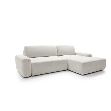 Narożnik BOULI Lewostronny z Elektryczną Regulacją wolnostojący tkanina Raven 21 Biały DOMO HOME