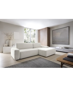 Narożnik BOULI Lewostronny z Elektryczną Regulacją wolnostojący tkanina Raven 21 Biały DOMO HOME