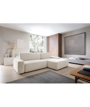 Narożnik BOULI Prawostronny z Elektryczną Regulacją wolnostojący tkanina Raven 28 Beżowy DOMO HOME