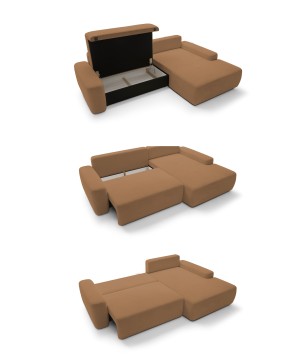 Narożnik BOULI Prawostronny z Elektryczną Regulacją wolnostojący tkanina Raven 44 Pomarańczowy DOMO HOME