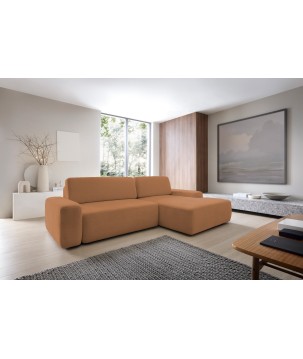 Narożnik BOULI Prawostronny z Elektryczną Regulacją wolnostojący tkanina Raven 44 Pomarańczowy DOMO HOME