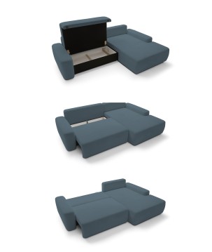 Narożnik BOULI Prawostronny z Elektryczną Regulacją wolnostojący tkanina Raven 86 Turkusowy DOMO HOME