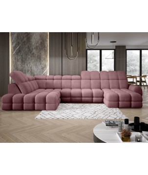 Narożnik TOLLO XL z elektryczną regulacją siedziska Lewostronny w tkaninie promocyjnej BUBBLE 09 WERSAL