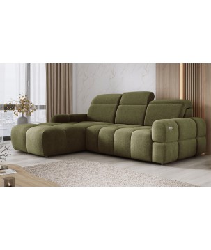 Narożnik MATEO S Wolnostojący Lewostronny Tkanina Memphis 11 kolor Oliwkowa zieleń WERSAL