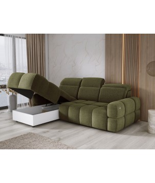 Narożnik MATEO S Wolnostojący Lewostronny Tkanina Memphis 11 kolor Oliwkowa zieleń WERSAL