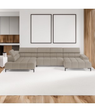 Narożnik PLAZA XL Lewostronny Elektryczna regulacja Tkanina SOLAR 16 WERSAL