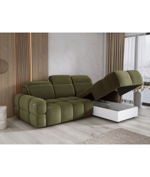 Narożnik MATEO S Wolnostojący Prawostronny Tkanina Memphis 11 kolor Oliwkowa zieleń WERSAL