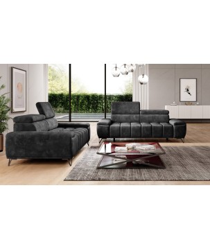 Sofa PALLADIO 2 osobowa z regulowanymi zagłówkami MONOLITH 97 WERSAL