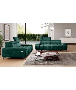 Sofa PALLADIO 2 osobowa z elektrycznym systemem rozkładania siedziska regulowane zagłówki MONOLITH 37 WERSAL