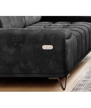 Sofa PALLADIO 2 osobowa z elektrycznym systemem rozkładania siedziska regulowane zagłówki MONOLITH 97 WERSAL