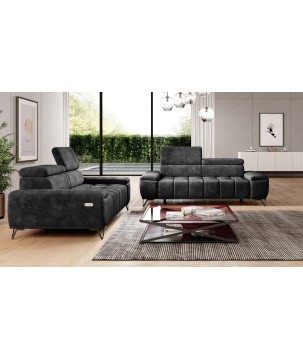 Sofa PALLADIO 2 osobowa z elektrycznym systemem rozkładania siedziska regulowane zagłówki MONOLITH 97 WERSAL