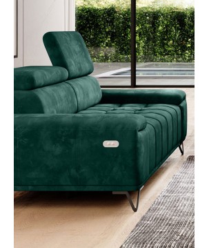 Sofa PALLADIO 3 osobowa z elektrycznym systemem rozkładania siedziska regulowane zagłówki MONOLITH 37 WERSAL