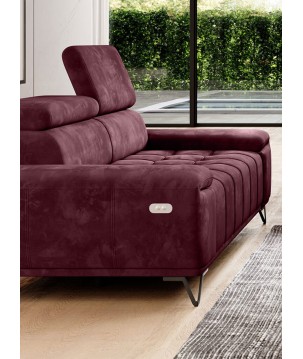 Sofa PALLADIO 3 osobowa z elektrycznym systemem rozkładania siedziska regulowane zagłówki MONOLITH 69 WERSAL